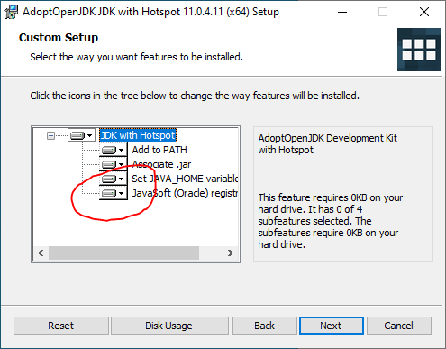 AdoptOpenJDK Java Path